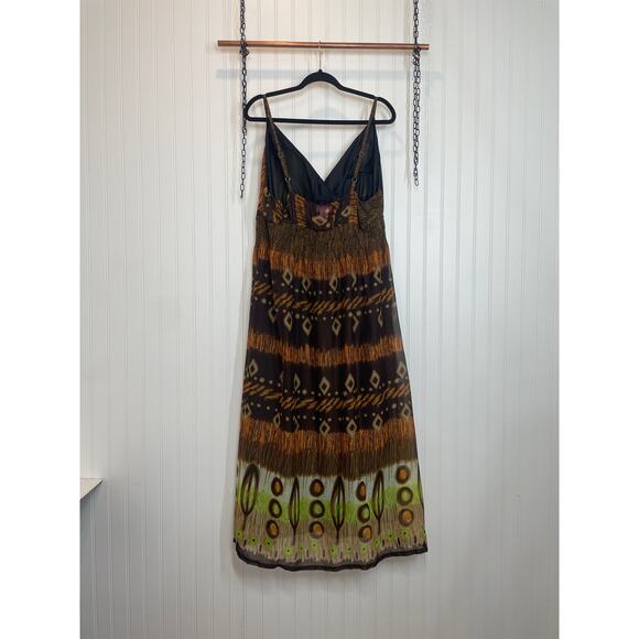 She’s is Cool Women’s V-Neck Maxi Dress Brown & Yellow Print Sleeveless Size 2XL - Picture 3 of 8